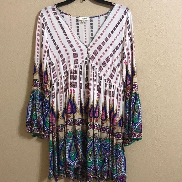 ❤️Umgee Paisley Boho Tunic Dress - Picture 1 of 6